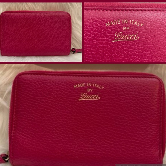GUCCI 
Fuchsia Leather Zip Wallet - Picture 2 of 9